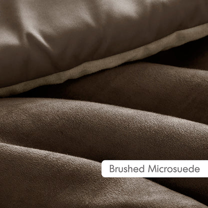Highland Stripe Pieced Faux Suede Comforter Set - Brown