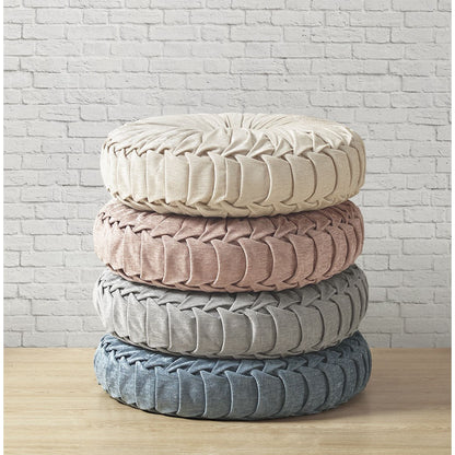 Loretta Poly Chenille Round Floor Pillow Cushion - Ivory