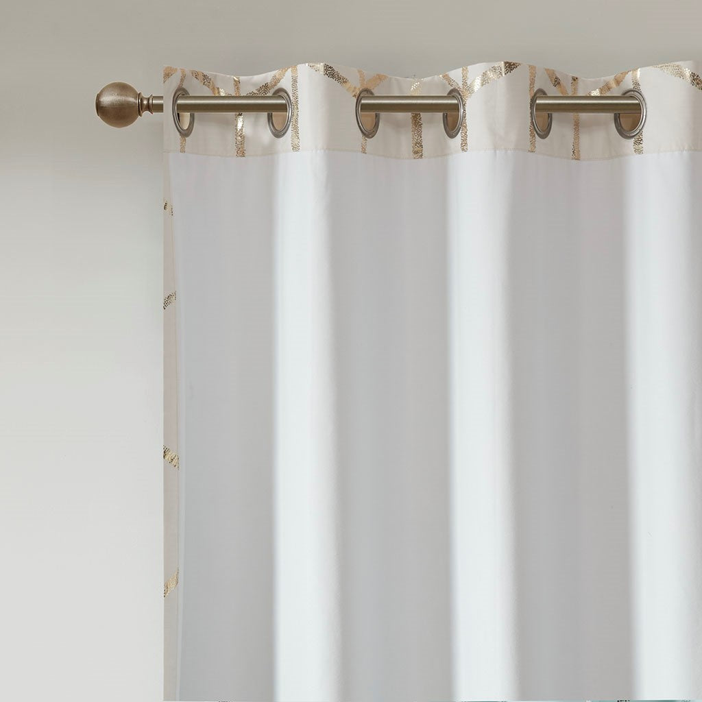 Raina Total Blackout Metallic Print Grommet Top Curtain