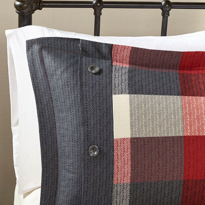 Ridge 6 Piece Herringbone Duvet Cover Set - Red