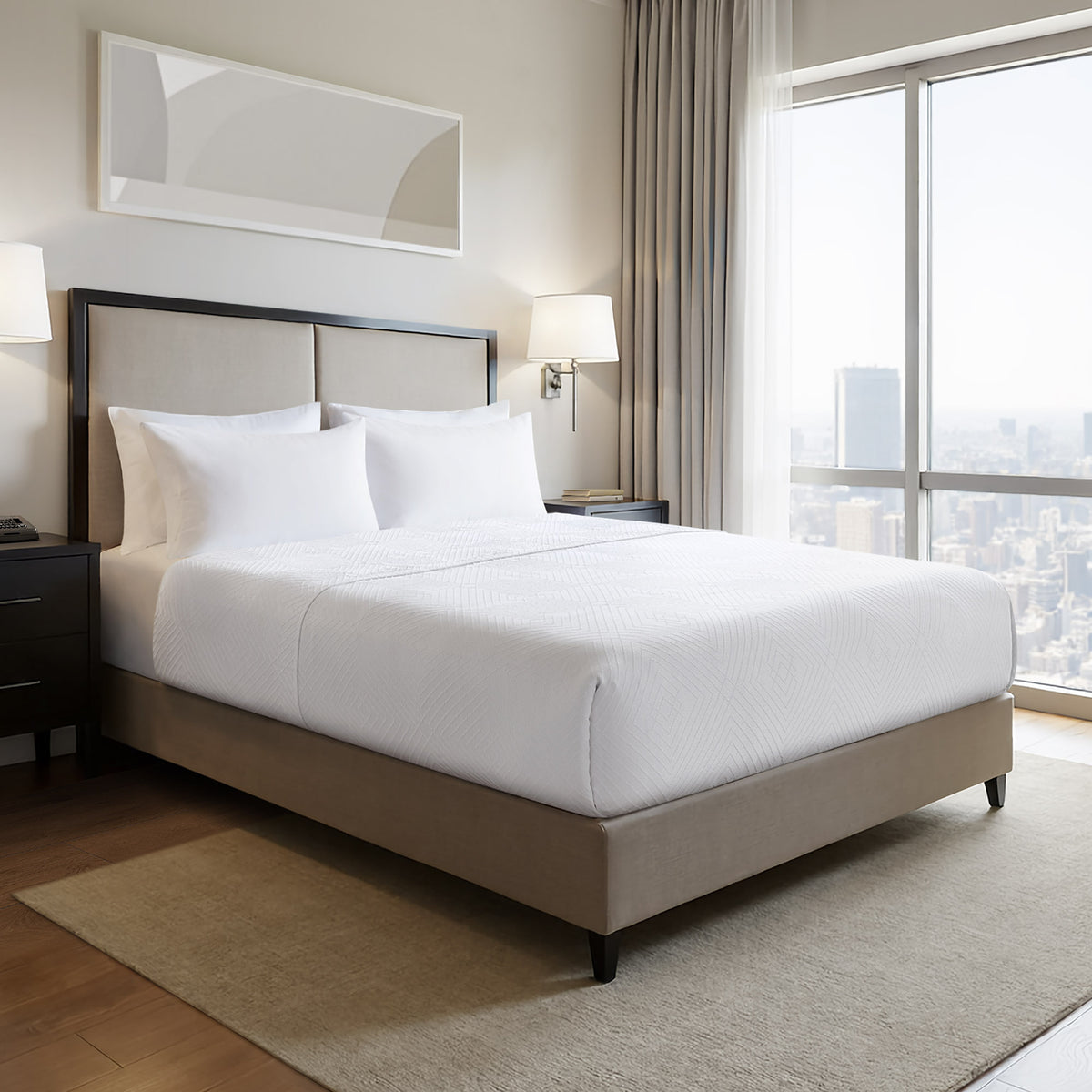 Jacquard Essential Lark Coverlet - White