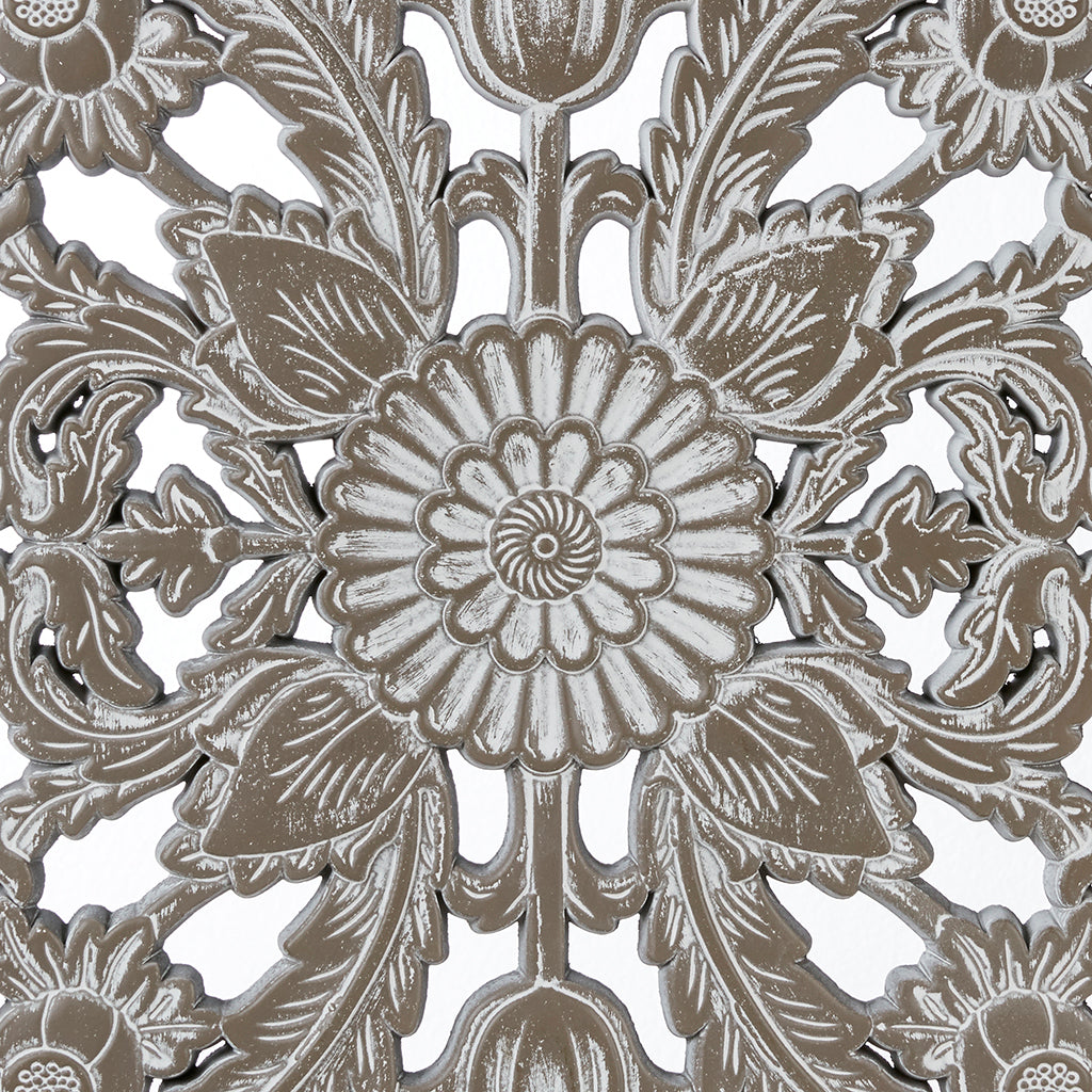 Botanical Panel Distressed Carved Wood 2-piece Wall Decor Set - Antique Green