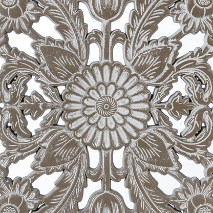 Botanical Panel Distressed Carved Wood 2-piece Wall Decor Set - Antique Green