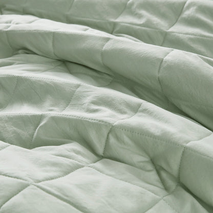 Hannah Diamond Quilted Ruffle Edge Comforter Set - Sage
