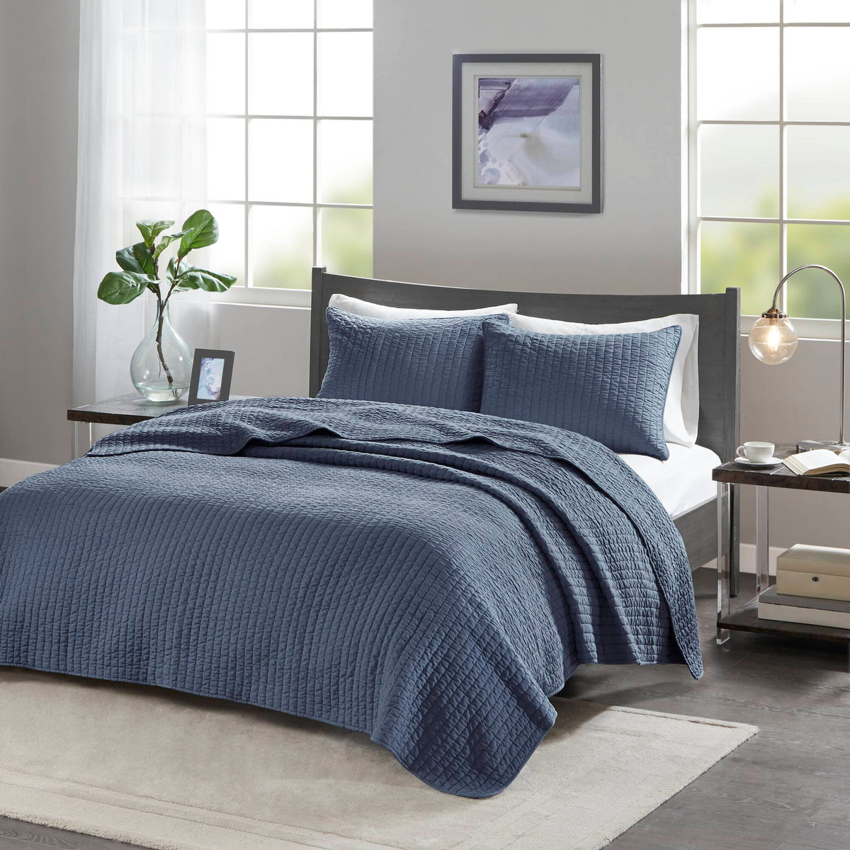 Keaton Quilt Set - Navy
