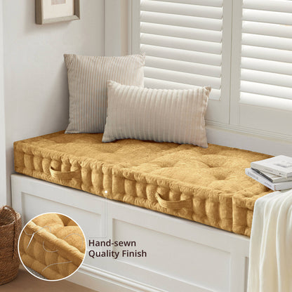 Azza Poly Chenille Square Floor Pillow Cushion - Yellow
