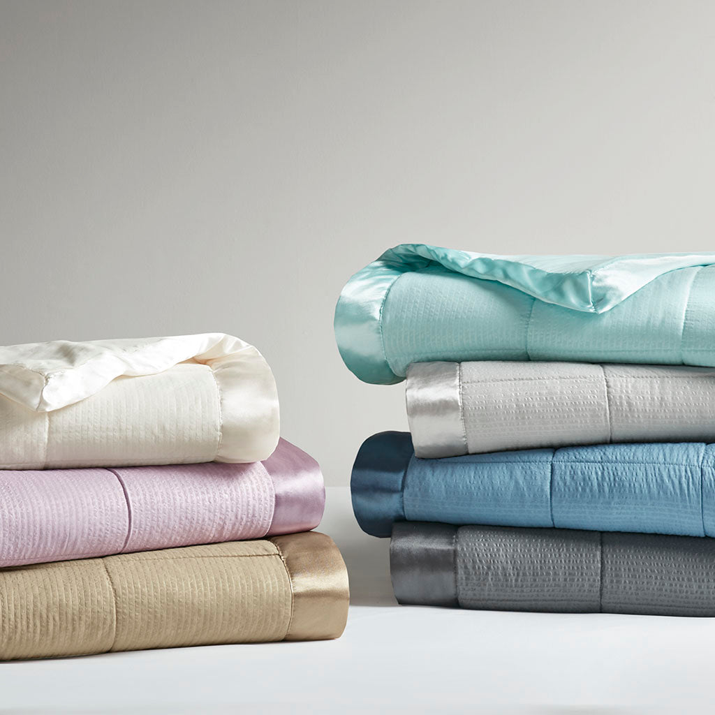 Cambria Oversized Down Alternative Blanket with Satin Trim - Ivory