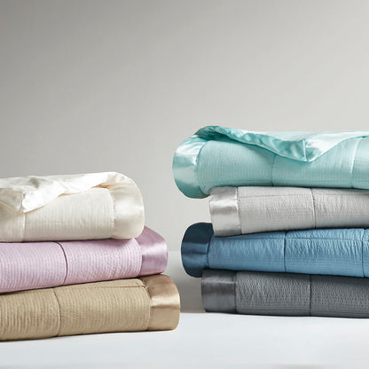 Cambria Oversized Down Alternative Blanket with Satin Trim - Slate Blue
