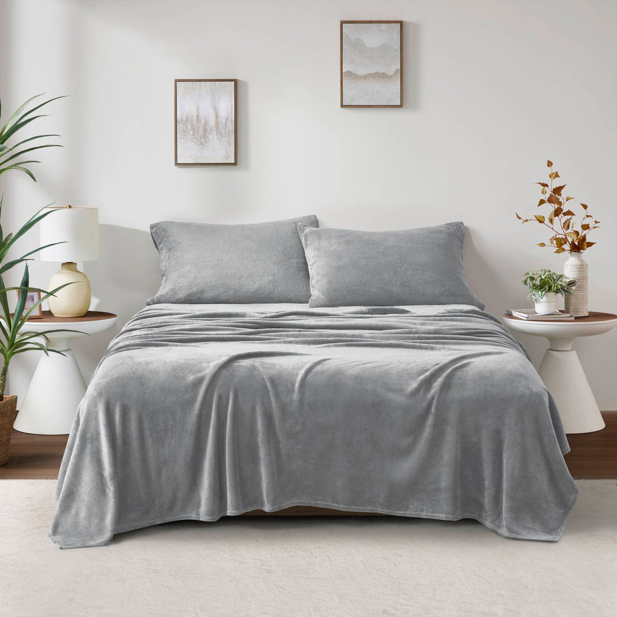 Soloft Plush Micro Plush Sheet Set - Grey