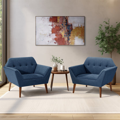 Newport Wide Mid-Century Modern Lounge Chair Set of 2 - Blue