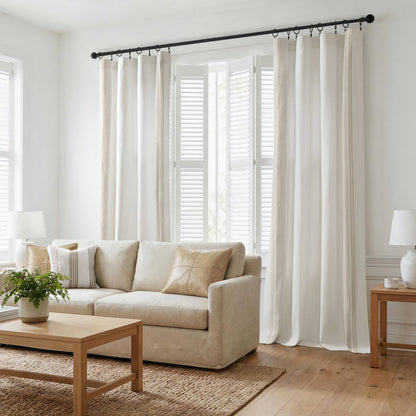 Morgan 2 window panels with 16 rings - Ivory/Taupe
