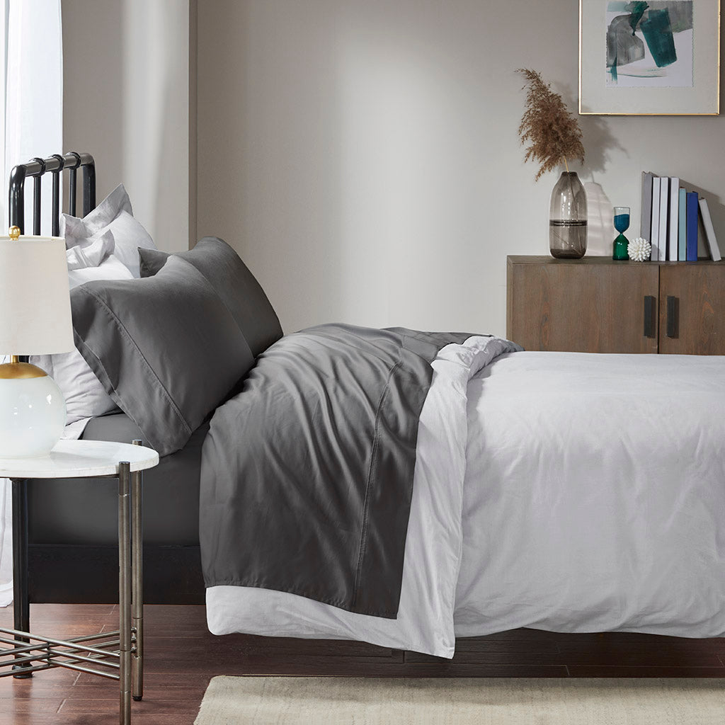 1500 Thread Count Cotton Blend 4 PC Sheet Set - Charcoal