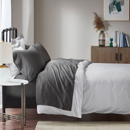 1500 Thread Count Cotton Blend 4 PC Sheet Set - Charcoal