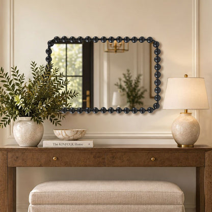 Marlowe 24X36 Rounded Rectangle Beaded Wall Mirror - Black