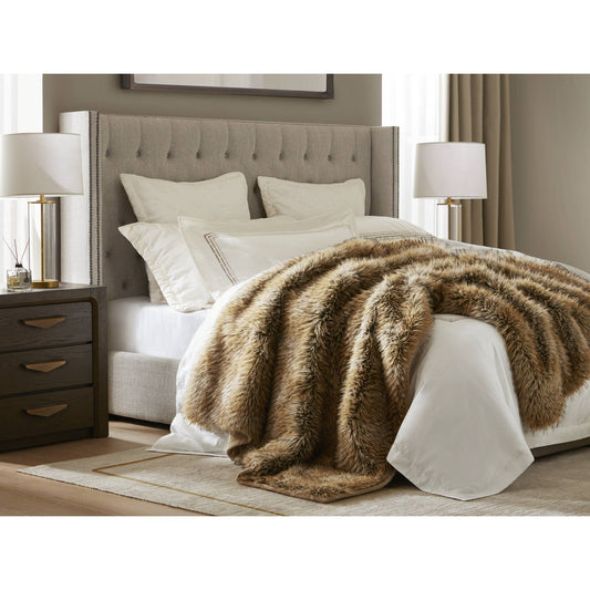 Botswana Animal Print Faux Fur Throw Blanket - Bobcat