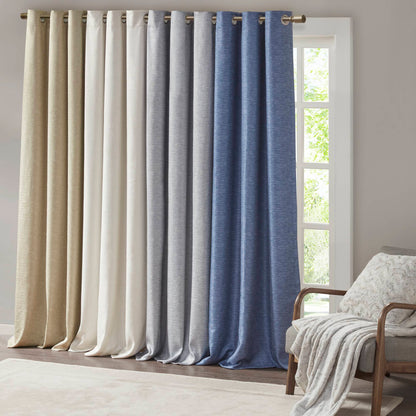 Como Tonal Printed Faux Silk Room Darkening Curtain Panel Pair - Taupe