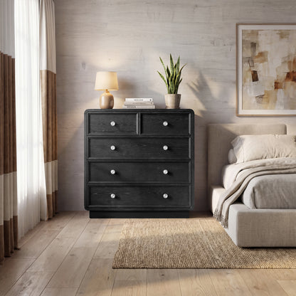 Deco 5 Drawer Dresser - Black Satin