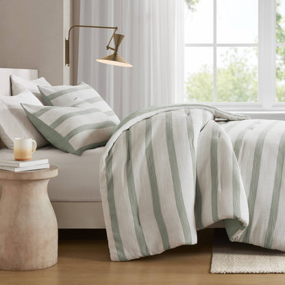 Merritt Yarn-dyed Striped Comforter - Sage Green