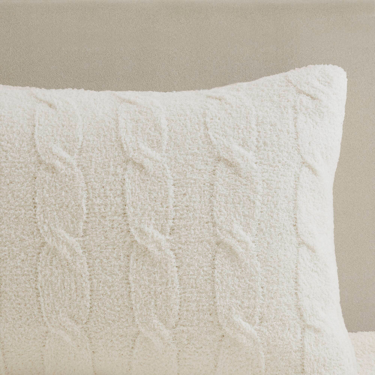 Riordan Waffle Knit Chenille Comforter Set - Ivory