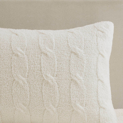 Riordan Waffle Knit Chenille Comforter Set - Ivory