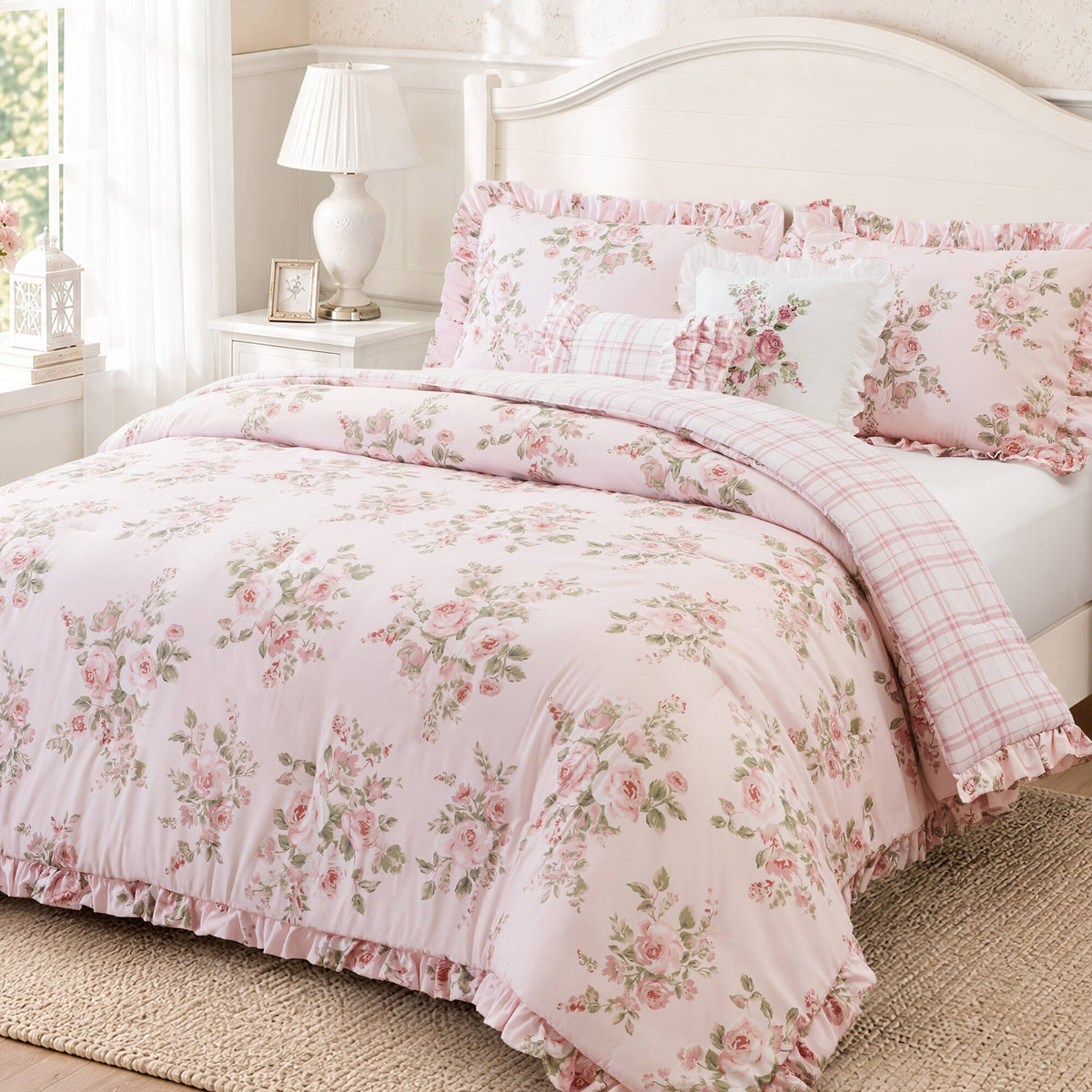 Elena Floral Comforter Set - Pink