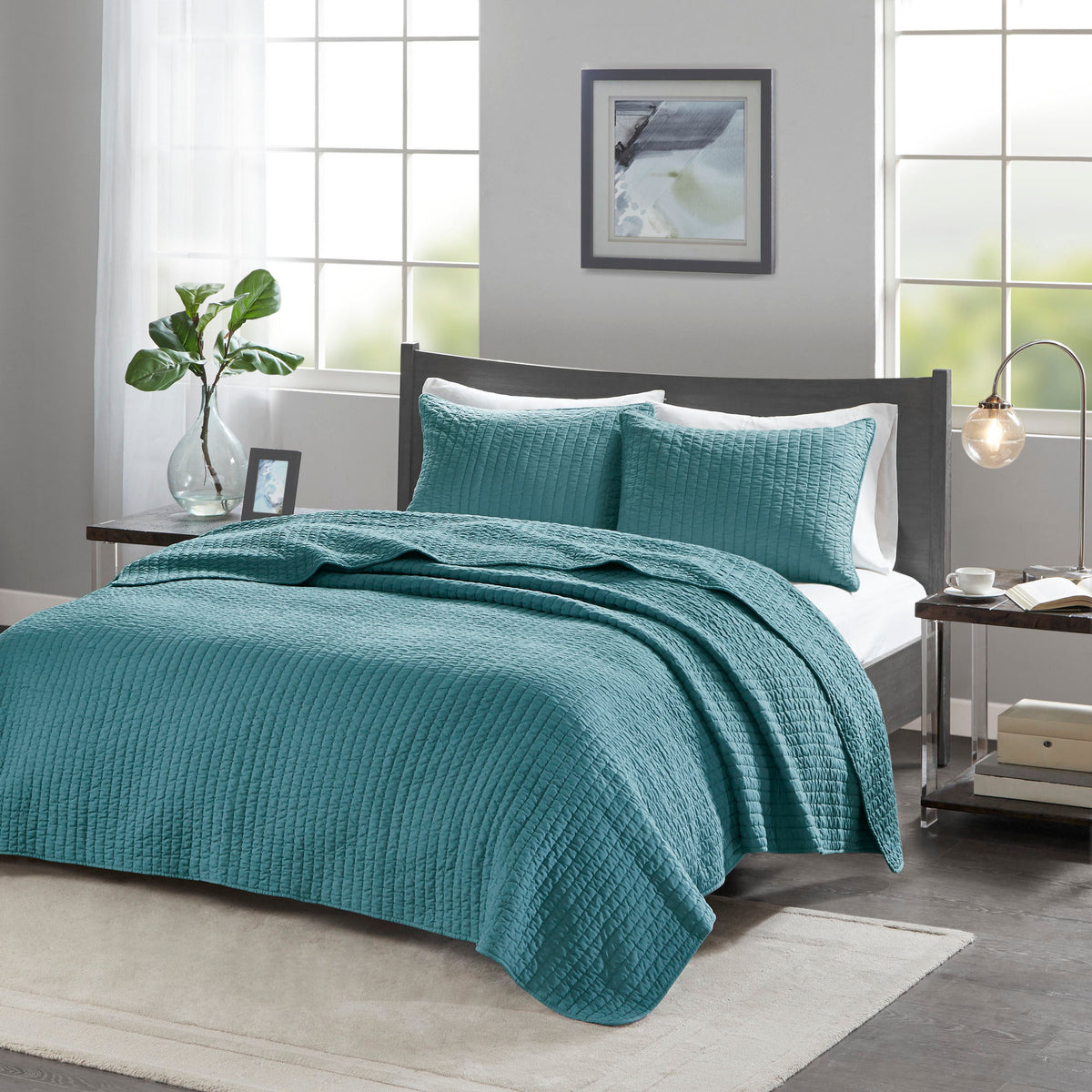Keaton Quilt Set - Teal