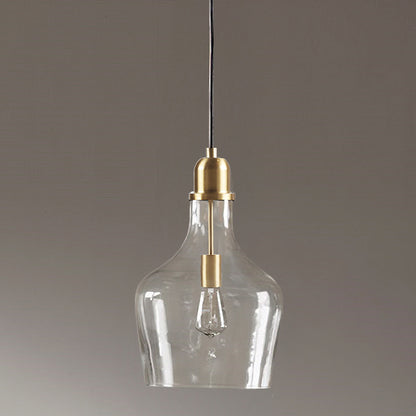 Auburn Bell Shaped Hanging Glass Pendant Light - Gold/Clear