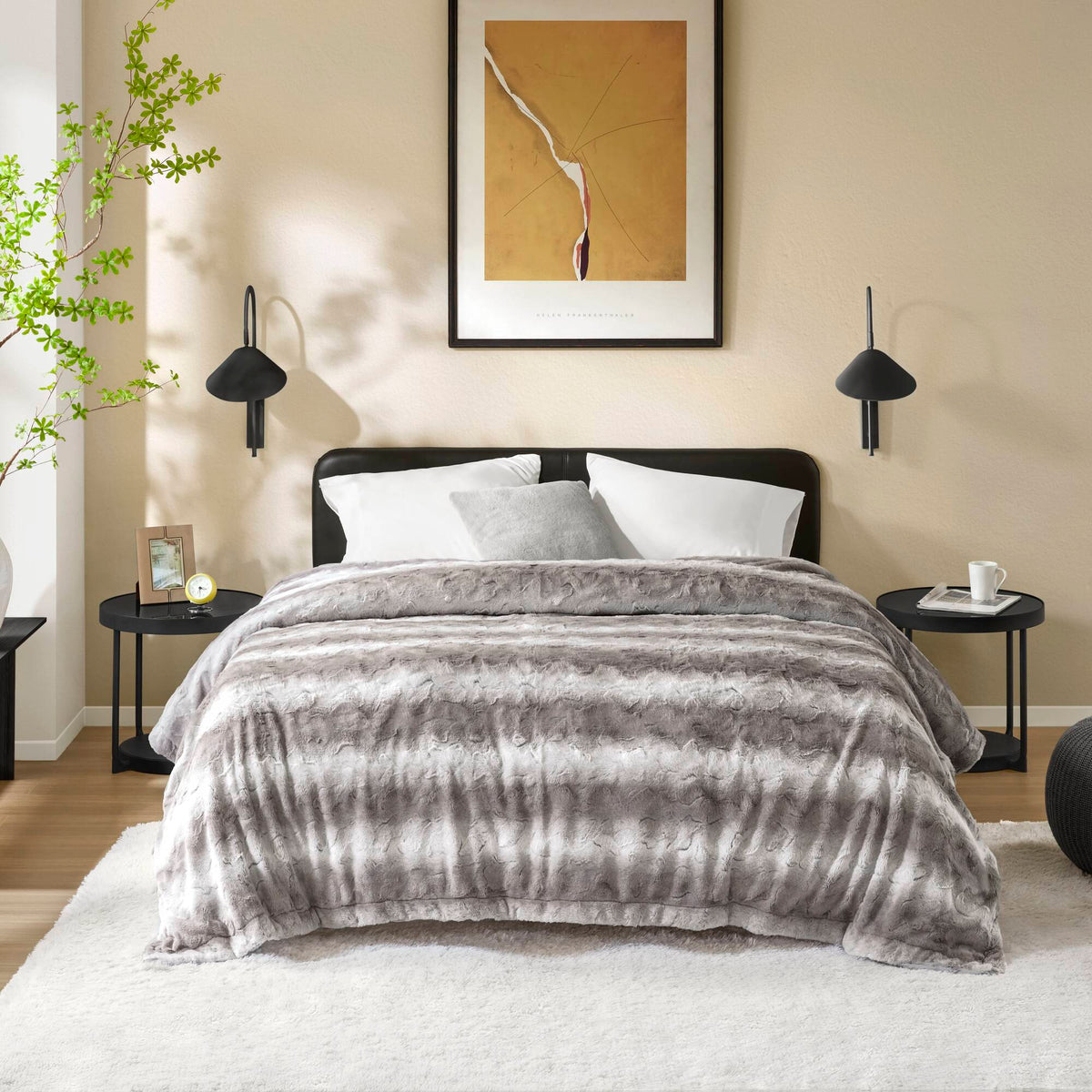 Zuri Faux Fur Blanket - Grey