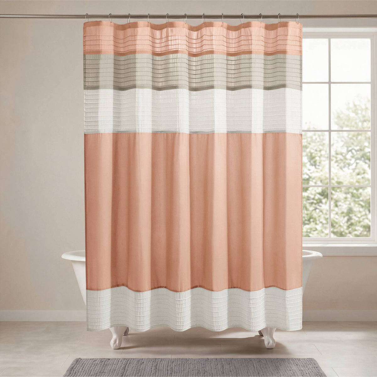 Amherst Faux Silk Shower Curtain - Coral