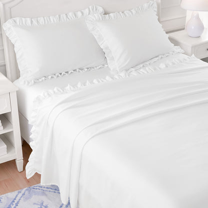 Microfiber Ruffle Sheets - Bright White