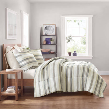 Parkston 3M Scotchgard Down Alternative All Season Comforter Set - Taupe Wesley Stripe