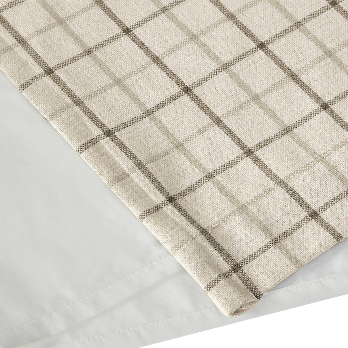 Anaheim Plaid Rod Pocket and Back Tab Curtain Panel with Fleece Lining - Natural