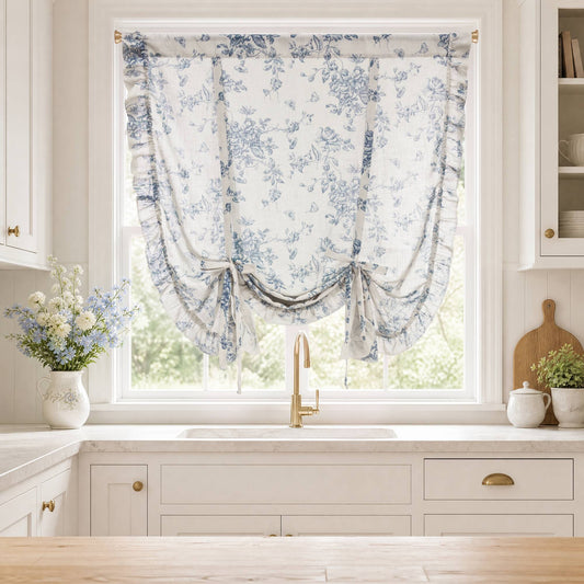 Adele Ruffle Window Panel - Blue