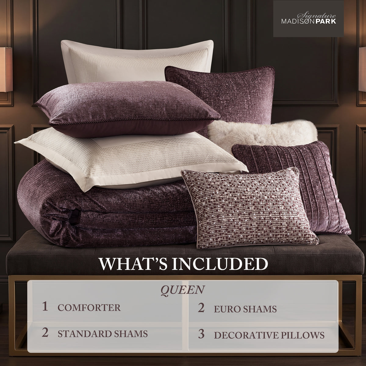 Sterling Jacquard Collection Oversized Duvet Style Comforter Set - Mauve