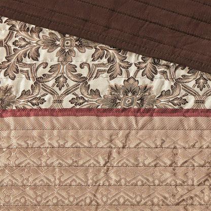 Princeton 5 Piece Jacquard Quilt Set with Throw Pillows - Red