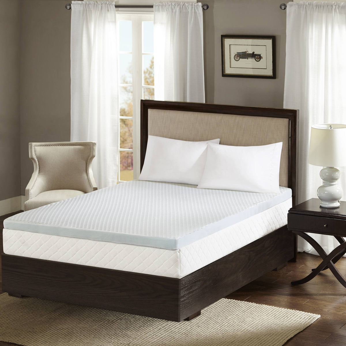 2" Gel Memory Foam with Cooling Cover White Mattress Topper Mattress Topper By Olliix/JLA HOME (E & E Co., Ltd)