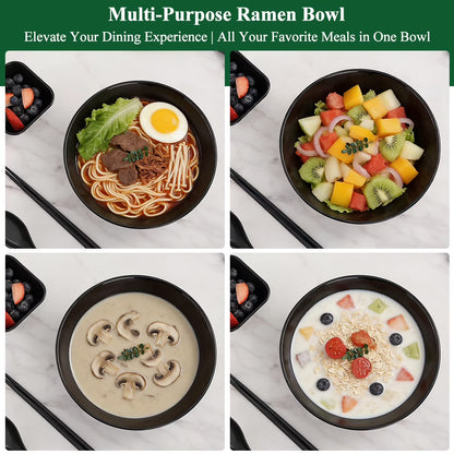 ReaNea 40oz Ramen Bowl Set with Chopsticks, Spoons & Dipping Bowls (2 Pack)