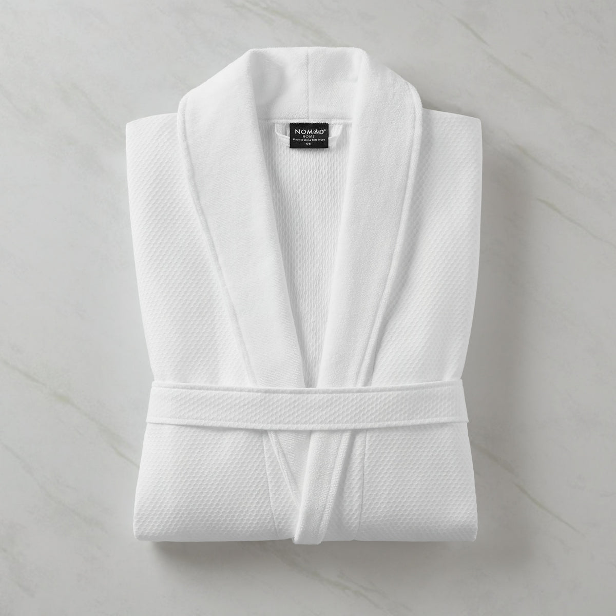 Waffle Velour Luxury Bath Robe - White