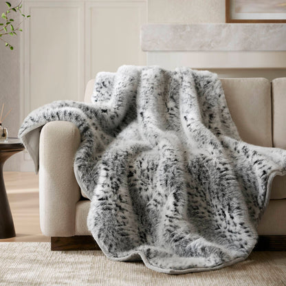 Botswana Animal Print Faux Fur Throw Blanket - Snow Leopard