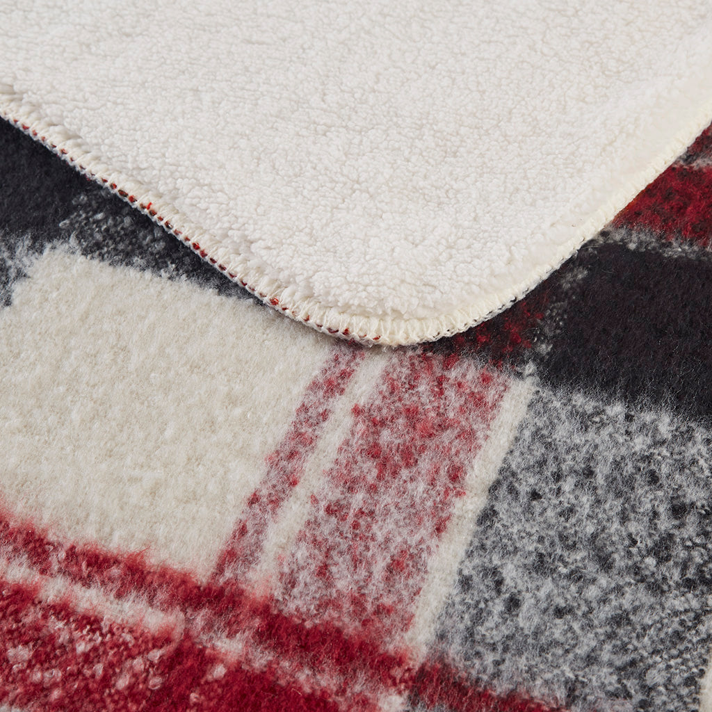 Bloomington Faux Mohair to Sherpa Throw - Red
