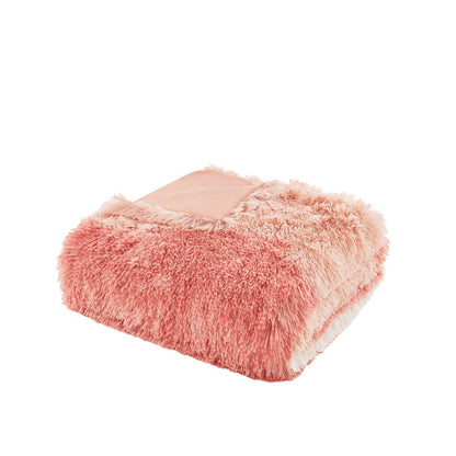 Cassie Ombre Shaggy Faux Fur Duvet Cover Set - Blush Multi