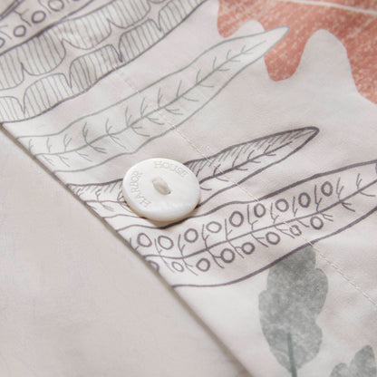 Botanical 100% Cotton Sateen Duvet Cover Set - Terracotta/Linen