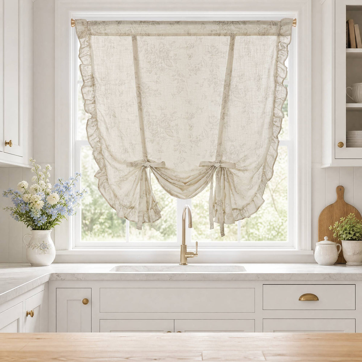 Adele Ruffle Window Panel - Neutral