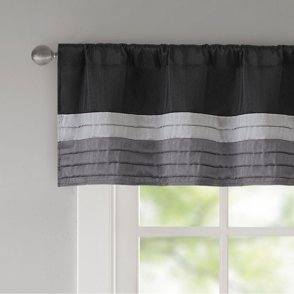 Amherst Polyoni Pintuck Window Valance - Black
