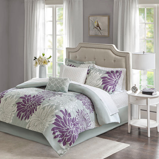 Maible Comforter Set with Cotton Bed Sheets - Purple