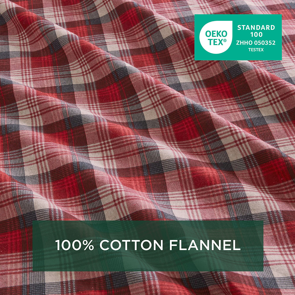 Cotton Flannel Sheet Set - Red Plaid