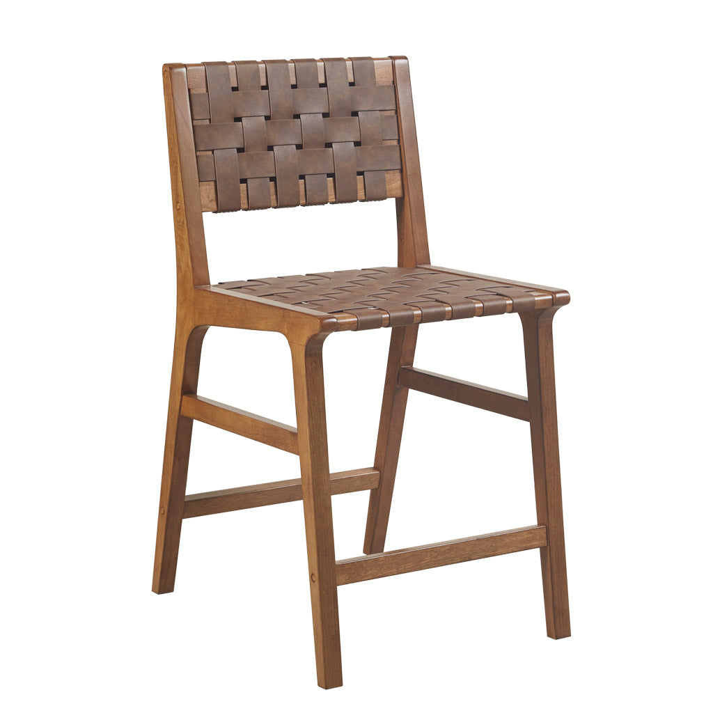 Oslo Faux Leather Woven Counter Stool 24"H - Brown