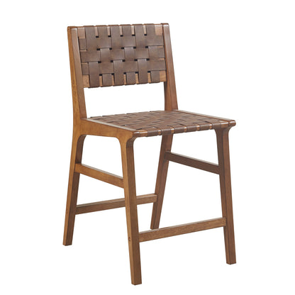 Oslo Faux Leather Woven Counter Stool 24"H - Brown