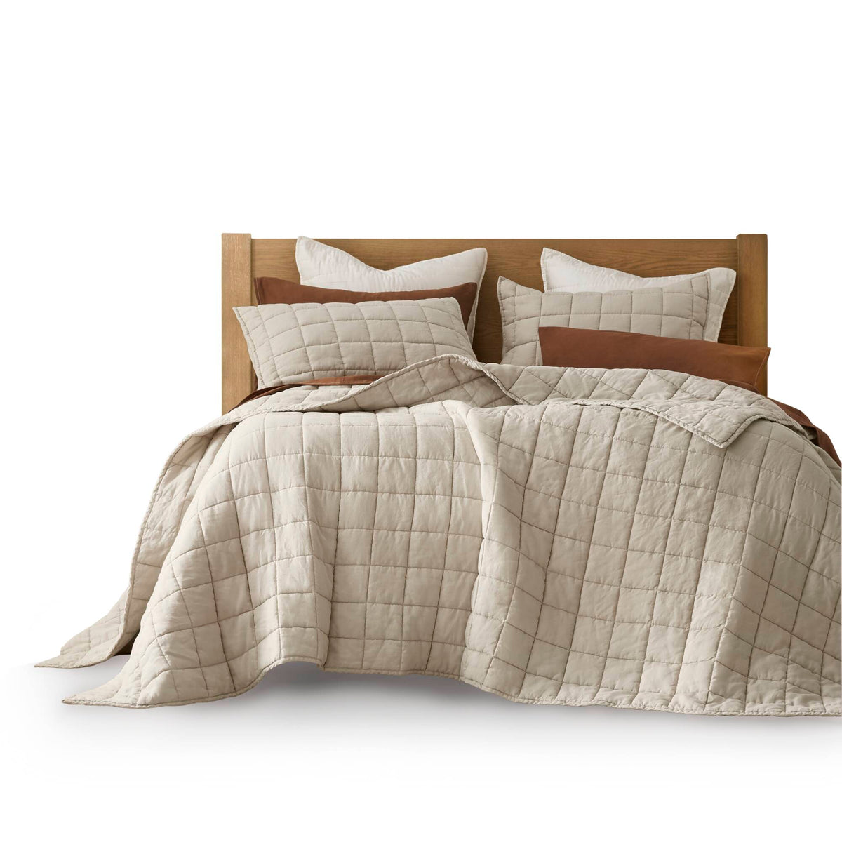 French Flax Linen Garment Washed Quilt Set - Linen