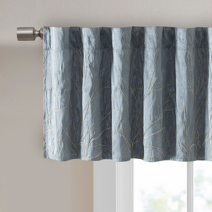 Andora Faux Silk Embroidered Window Valance - Blue